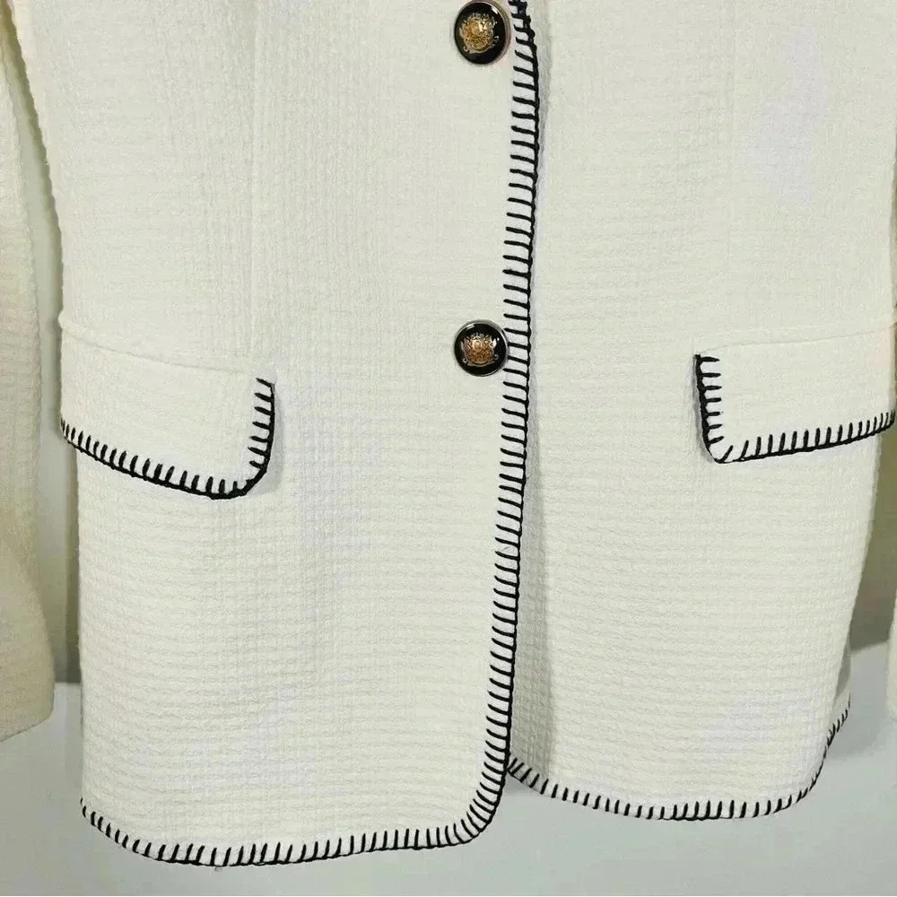 NWT Zara Seamed Straight-Cut Blazer Oyster White - Picture 5 of 8